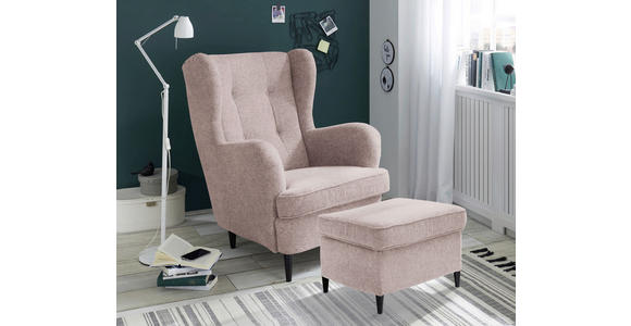 OHRENSESSEL Mikrovelours Rosa  - Schwarz/Rosa, Basics, Holz/Textil (78/102/98cm) - Carryhome