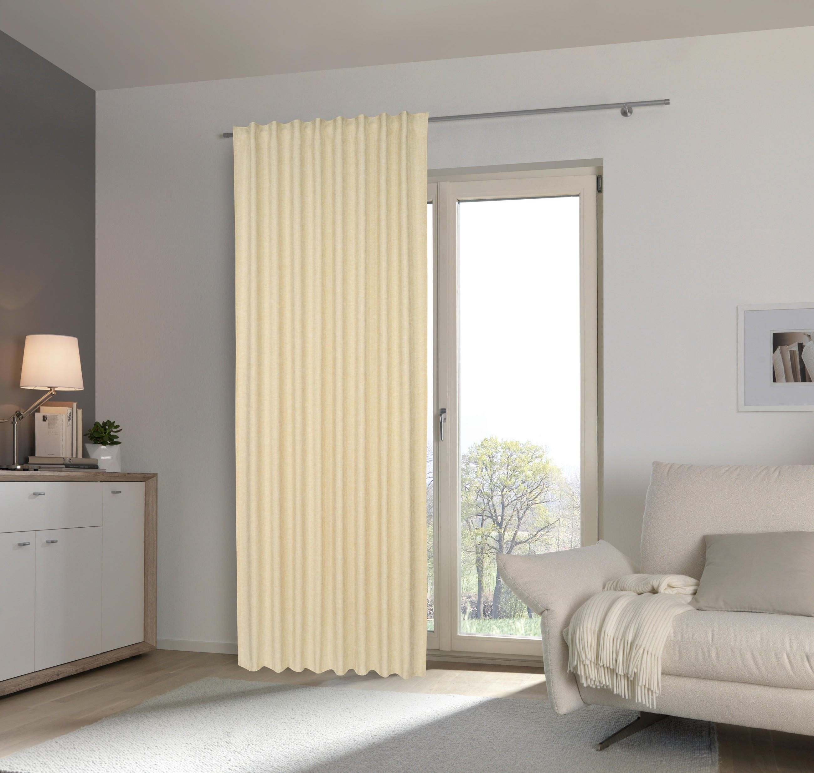 GARDINLÄNGD ej transparent  - grön/gul, Basics, textil (135/245cm) - Esposa