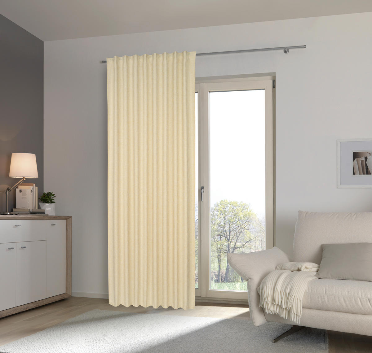 KÉSZFÜGGÖNY részben fényzáró  - sárga/zöld, Basics, textil (135/245cm) - Esposa