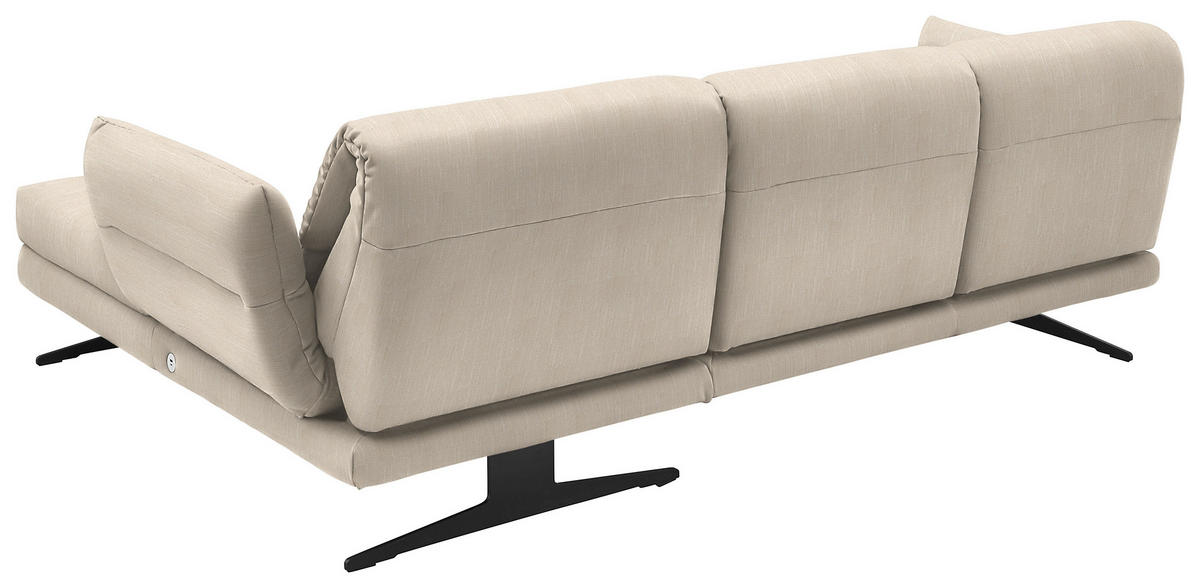 ECKSOFA in Flachgewebe Magnolie  - Magnolie/Schwarz, Design, Textil/Metall (279-327/176-217cm) - Dieter Knoll