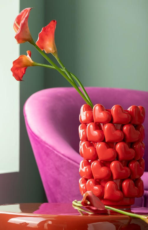VASE 33 cm  - Rot, Design, Keramik (22/33/22cm) - Kare-Design