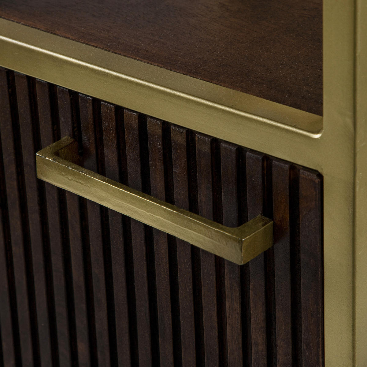 HOCHSCHRANK 35/190/40 cm  - Dunkelbraun/Goldfarben, MODERN, Holz/Metall (35/190/40cm) - Livetastic