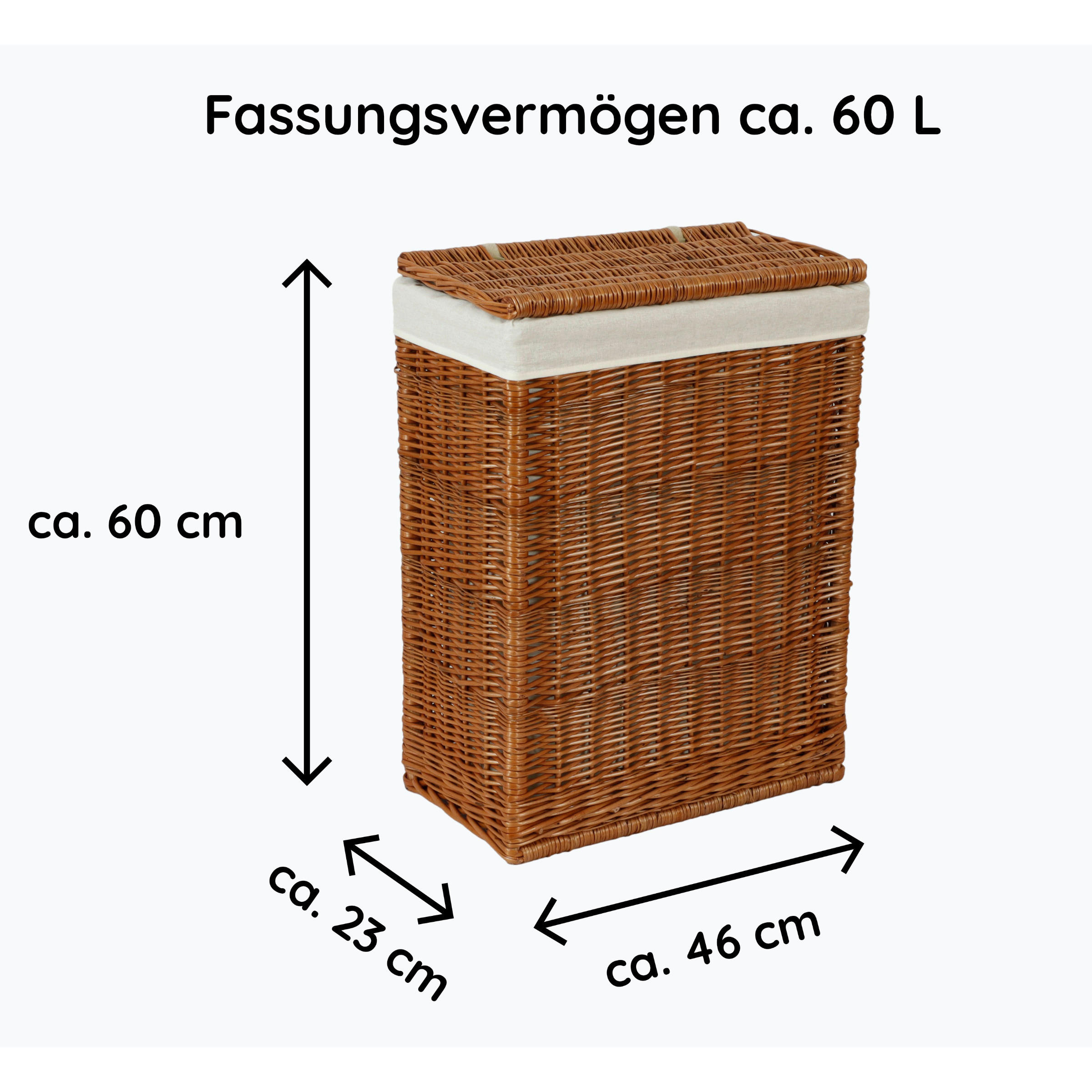 WÄSCHESAMMLER - Braun, Basics, Holz (46/23/60cm)