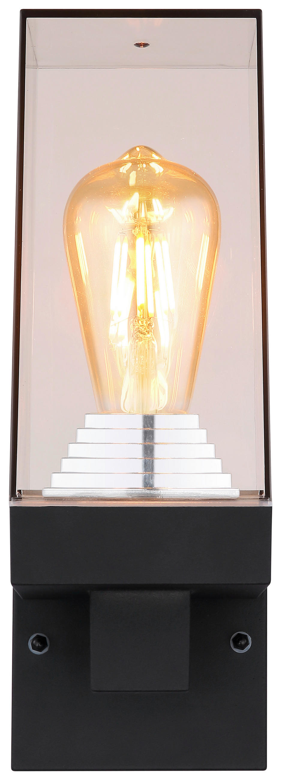 AUßENLEUCHTE - Klar/Schwarz, Basics, Kunststoff/Metall (11/14/29cm) - Globo