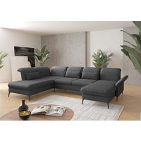 WOHNLANDSCHAFT in Flachgewebe Dunkelgrau  - Dunkelgrau/Schwarz, Konventionell, Textil/Metall (231/359/198cm) - Sit & More