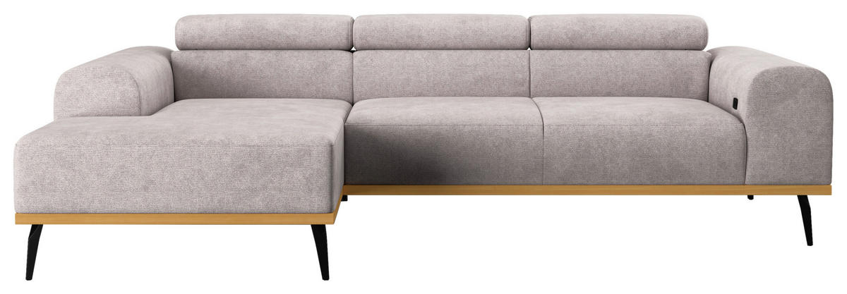 ECKSOFA Grau Mikrofaser  - Schwarz/Grau, KONVENTIONELL, Textil/Metall (157/244cm) - Cotta