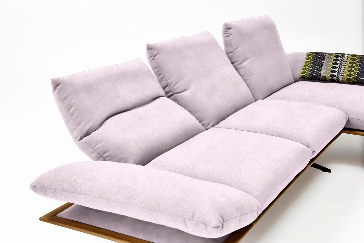 ECKSOFA in Flachgewebe Hellrosa  314/159 cm  - Hellrosa/Schwarz, Design, Holz/Textil (314/159cm) - Dieter Knoll