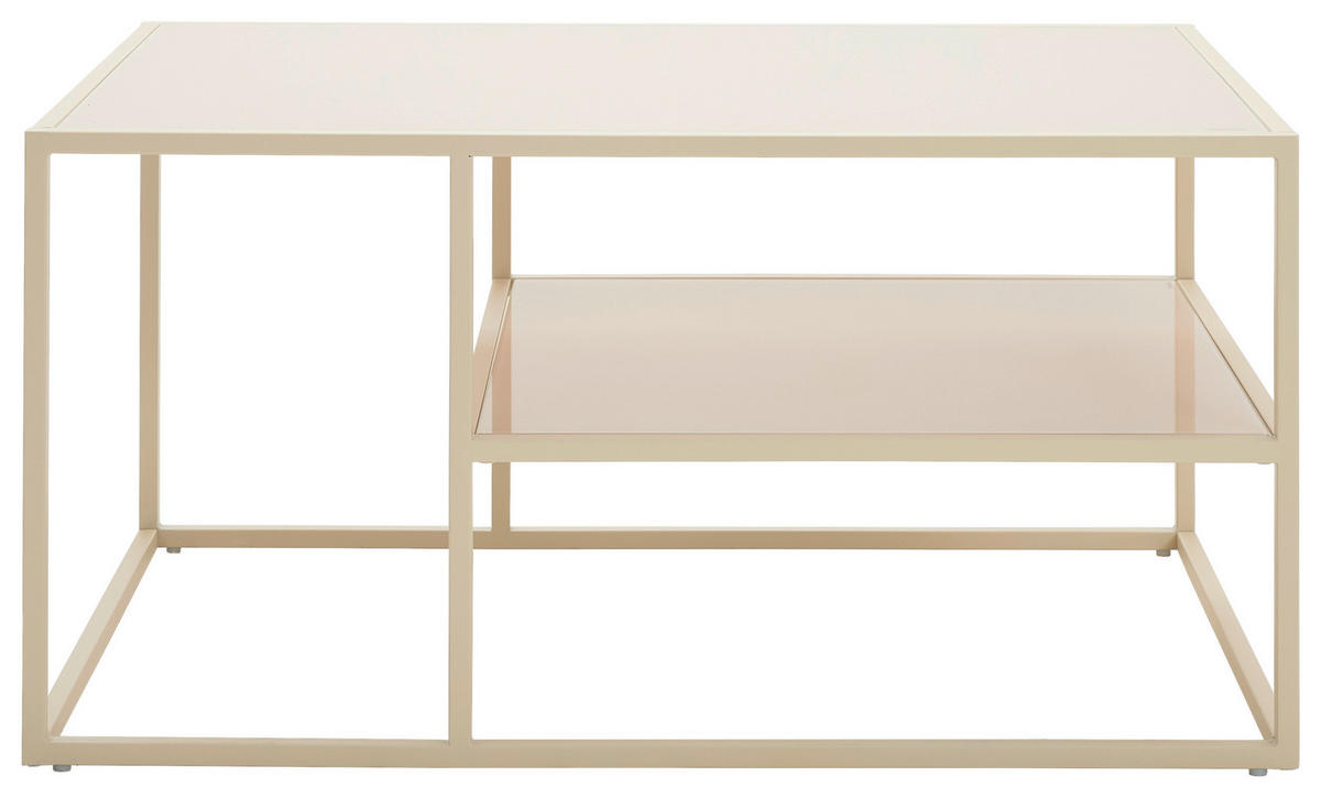 COUCHTISCH Kristallglas 90/60/45 cm rechteckig Creme  - Creme, Design, Glas/Metall (90/60/45cm) - Livetastic