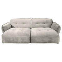 BIGSOFA in Chenille Silberfarben  - Silberfarben/Schwarz, Modern, Kunststoff/Textil (285/87/184cm) - Trendmanufaktur