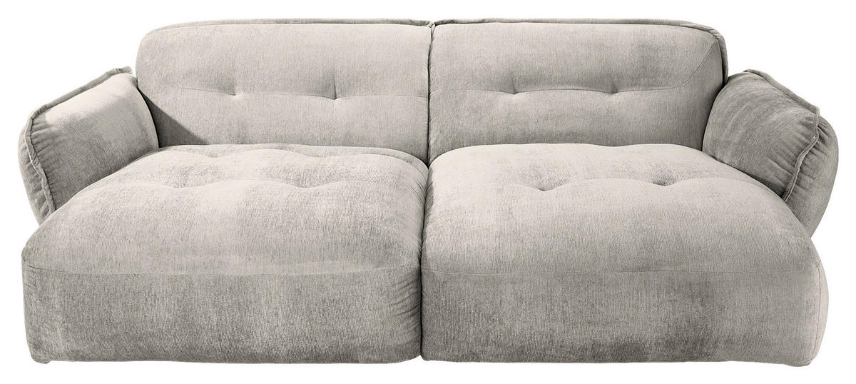 BIGSOFA in Chenille Silberfarben  - Silberfarben/Schwarz, Modern, Kunststoff/Textil (285/87/184cm) - Trendmanufaktur