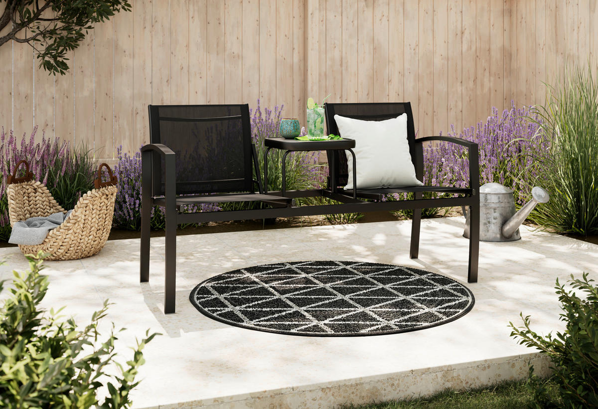 GARTENBANK 143/81/64 cm  Eisen  - Anthrazit, Basics, Glas/Textil (143/81/64cm) - Ambia Garden