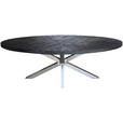 ESSTISCH Schwarz oval   - Schwarz/Alufarben, Trend, Holz/Metall (220/110/76cm) - Ambia Home
