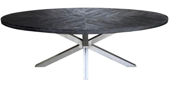 ESSTISCH Schwarz oval   - Schwarz/Alufarben, Trend, Holz/Metall (220/110/76cm) - Ambia Home
