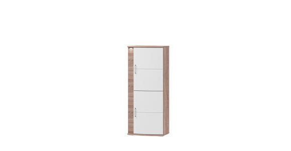 SCHRANK in Weiß, Eichefarben - Eichefarben/Alufarben, Design, Holzwerkstoff/Metall (58,5/146,8/40,4cm) - Xora