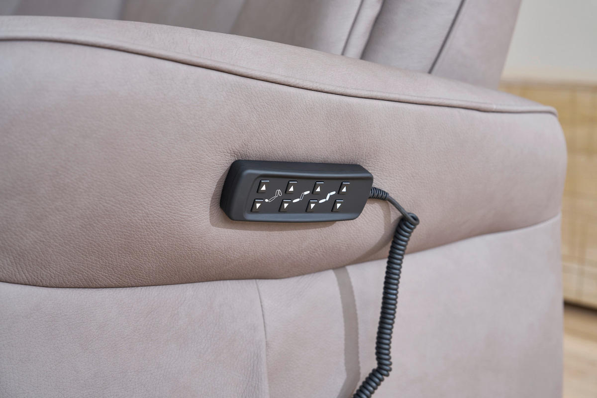TRAPEZSOFA Echtleder Graubraun Ablage, Relaxfunktion, Kopfteilverstellung  - Anthrazit/Graubraun, Design, Leder/Metall (212/107/104cm) - Himolla Komfortklass