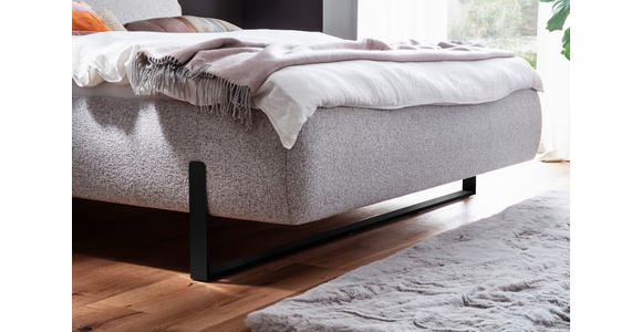 POLSTERBETT 180/200 cm  in Hellgrau  - Hellgrau/Schwarz, Design, Textil/Metall (180/200cm) - Esposa