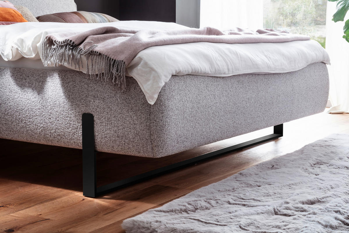 POLSTERBETT 180/200 cm  in Hellgrau  - Hellgrau/Schwarz, Design, Textil/Metall (180/200cm) - Esposa