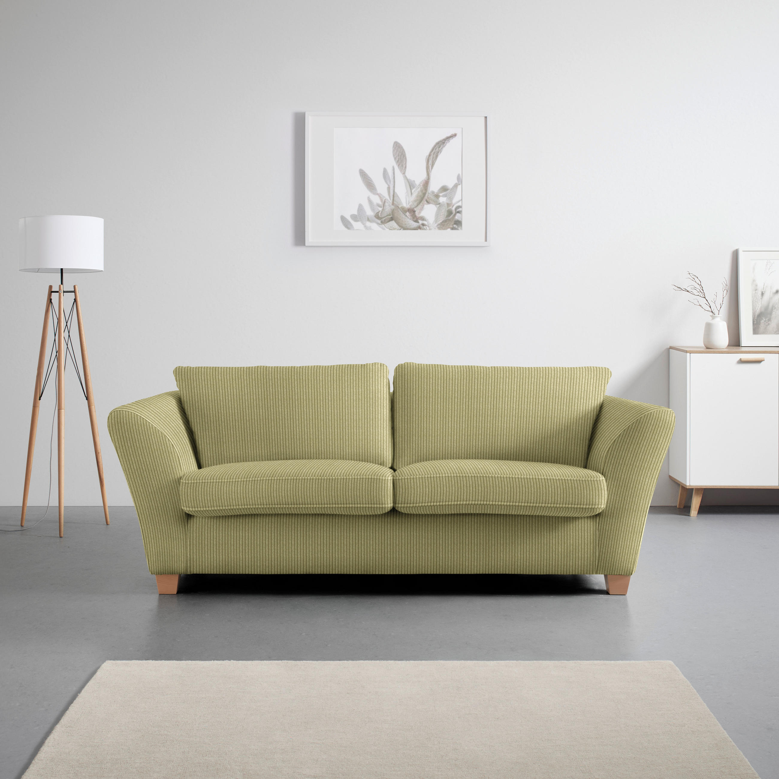 3-SITS SOFFA i manchester lime  - lime/naturfärgad, trä/textil (216/70-85/95cm) - MID.YOU