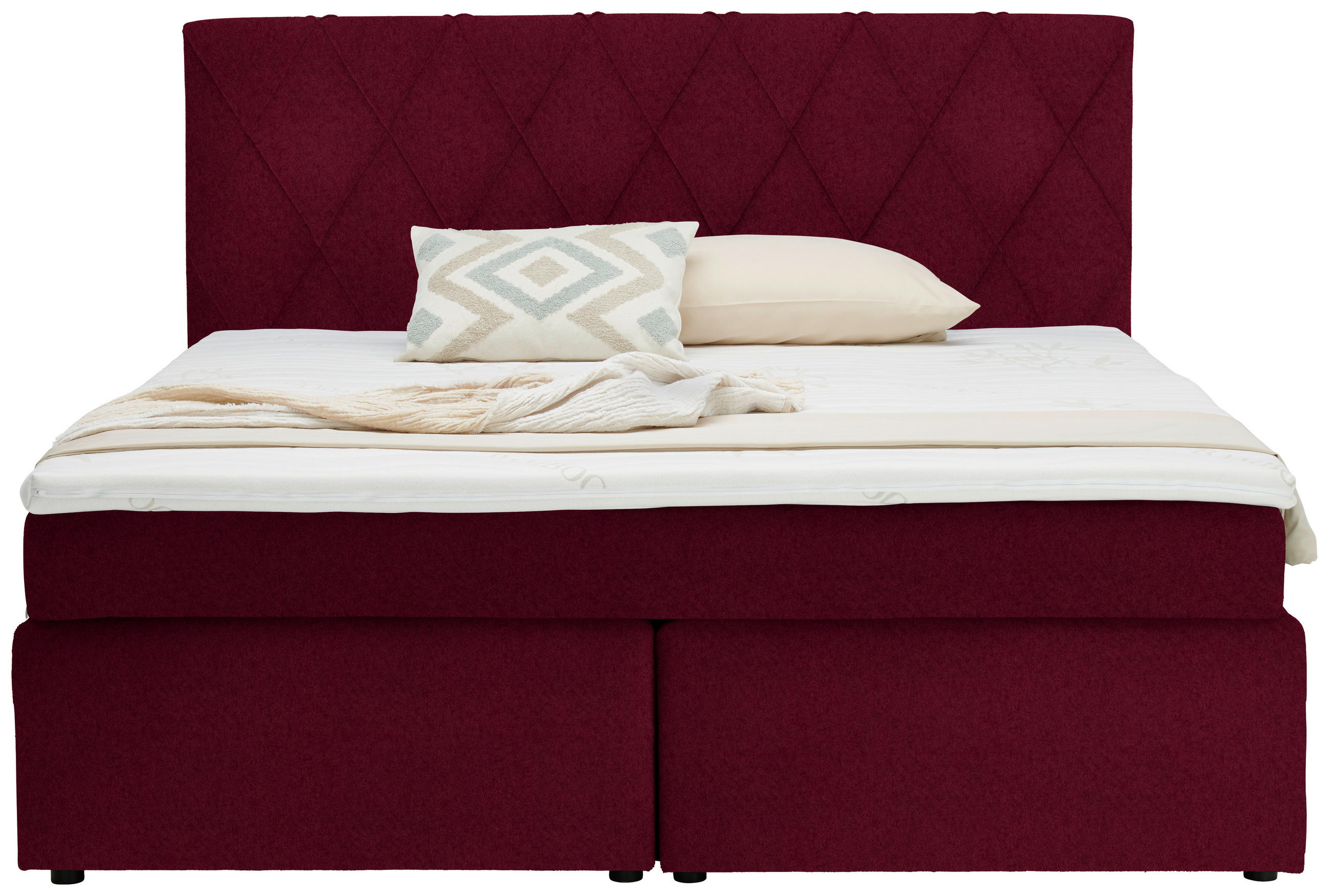 BOXSPRINGBETT 180/200 cm  in Rot  - Rot/Schwarz, Design, Kunststoff/Textil (180/200cm) - Xora
