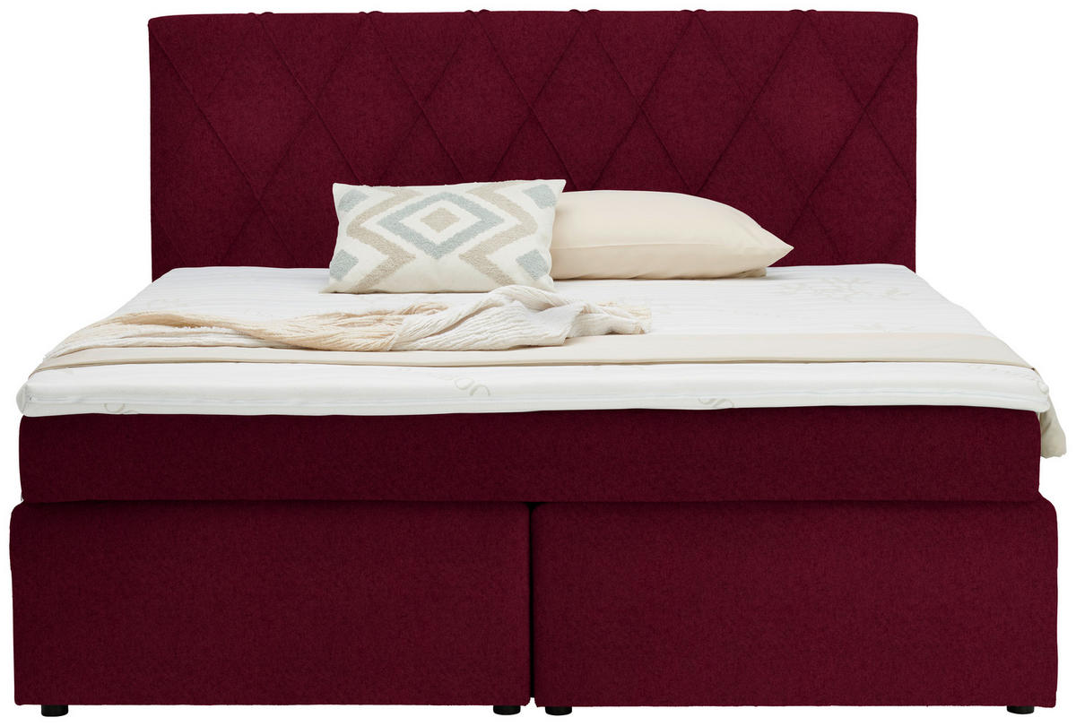 BOXSPRINGBETT 180/200 cm  in Rot  - Rot/Schwarz, Design, Kunststoff/Textil (180/200cm) - Xora