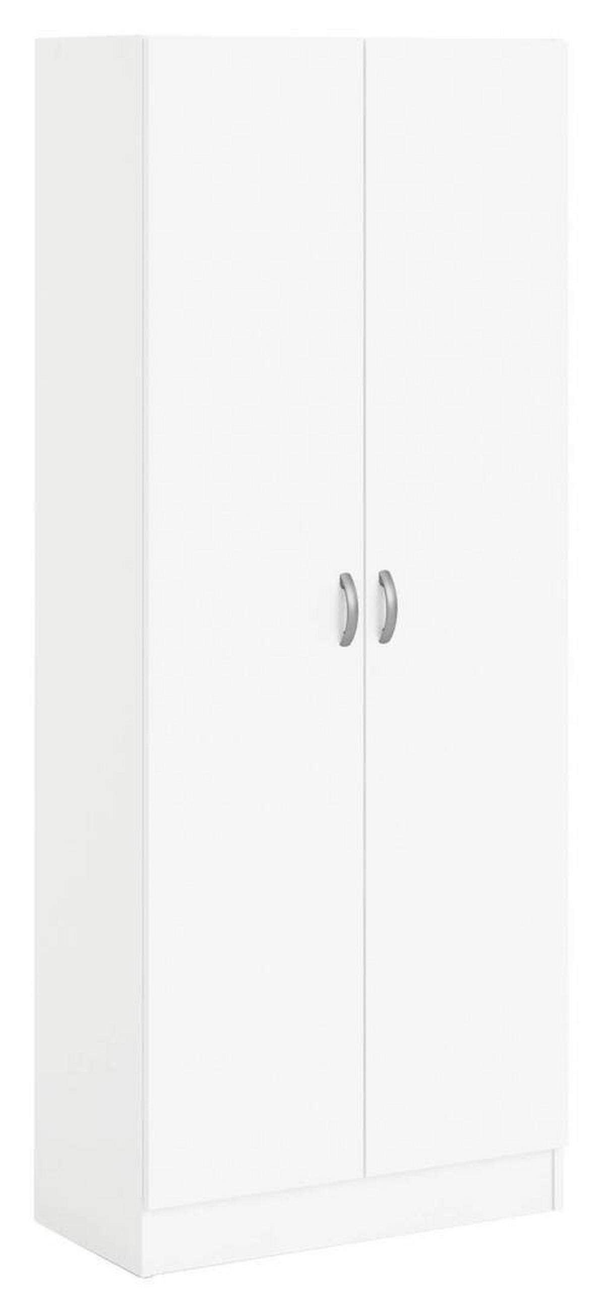 DREHTÜRENSCHRANK 69,2/170,4/34,6 cm 2-türig Weiß  - Silberfarben/Weiß, Basics, Holzwerkstoff/Metall (69,2/170,4/34,6cm) - MID.YOU