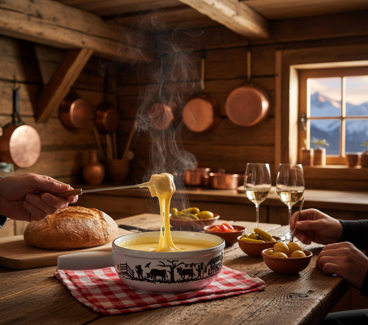 FONDUEPFANNE Heidi Cheese Line: Alpen  - Weiss/Schwarz, Basics, Metall (21cm) - Heidi Cheese Line