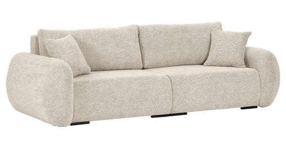 SCHLAFSOFA Flachgewebe Beige  inkl. Zierkissen, Rückenkissen, Bettkasten, Schlaffunktion, Rücken echt, Liegefläche im Originalstoff  - Beige/Schwarz, KONVENTIONELL, Kunststoff/Textil (250/74/92cm) - Carryhome
