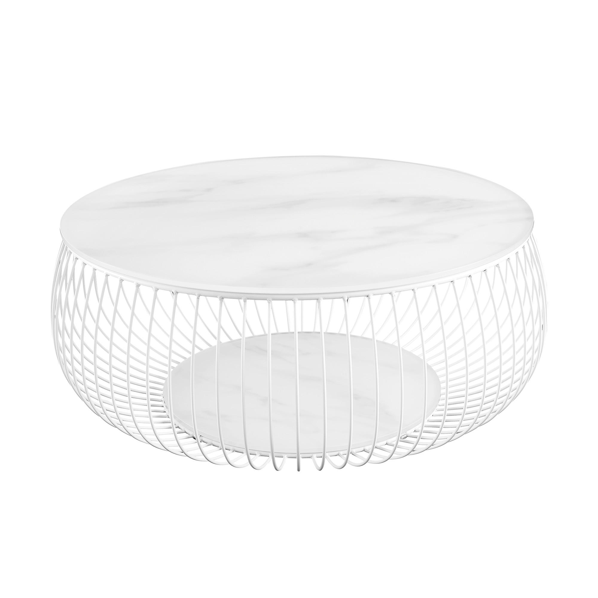 COUCHTISCH Klarglas 86/86/35 cm rund Weiß  - Weiß, Design, Glas/Metall (86/86/35cm) - Livetastic
