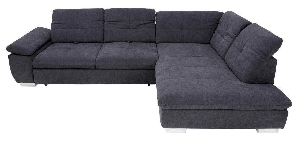SEDEŽNA GARNITURA, gladka tkanina siva  - barve kroma/siva, Design, tekstil (313/242cm) - Xora