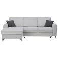 ECKSOFA in Flachgewebe Hellgrau  - Silberfarben/Hellgrau, Design, Textil/Metall (167/244cm) - Cantus