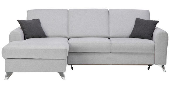 ECKSOFA in Flachgewebe Hellgrau  - Silberfarben/Hellgrau, Design, Textil/Metall (167/244cm) - Cantus