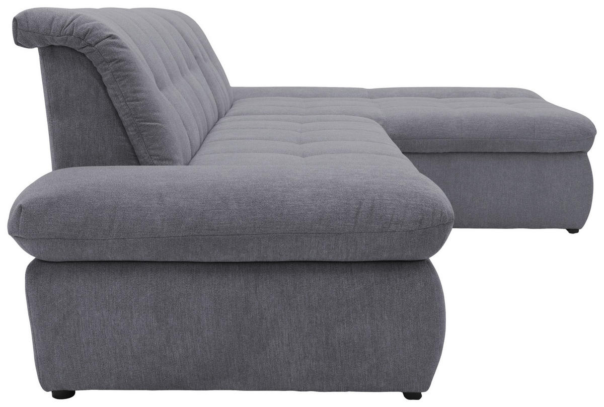 ECKSOFA Dunkelgrau Mikrofaser  - Chromfarben/Dunkelgrau, KONVENTIONELL, Textil/Metall (300/172cm) - MID.YOU