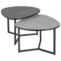 COUCHTISCHSET oval Hellgrau, Dunkelgrau  - Dunkelgrau/Hellgrau, Design, Holzwerkstoff/Metall (83/40/36,5/59cm) - MID.YOU