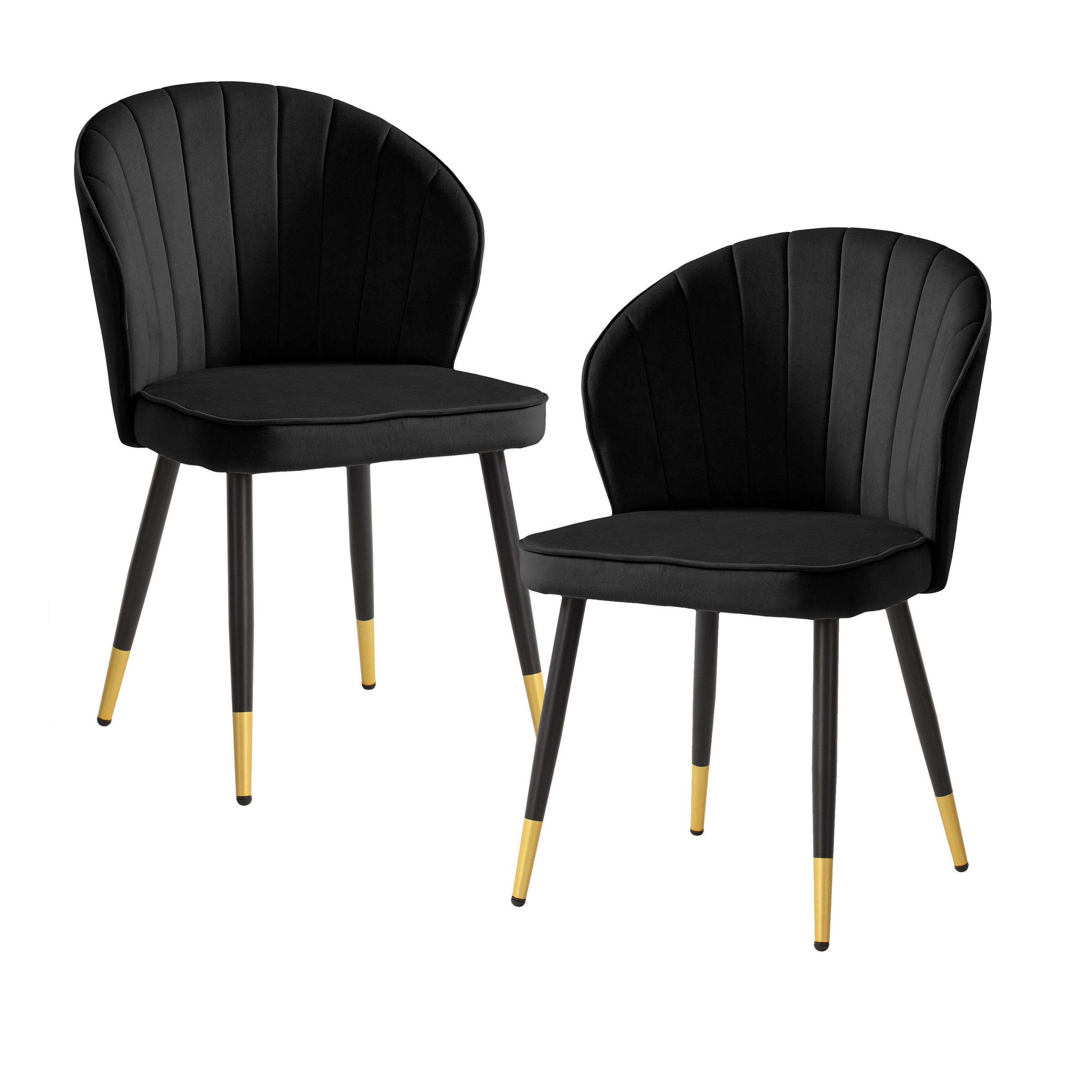 STOLSET 2 styck sammet  - svart/guldfärgad, Design, metall/textil (55/83/53cm) - MID.YOU