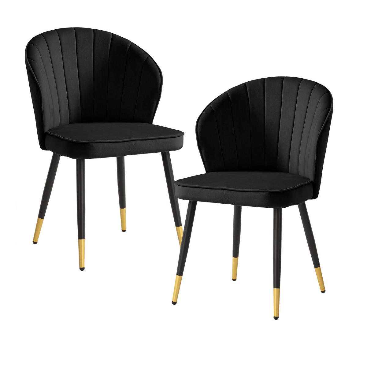 STUHL-SET Samt Schwarz  - Goldfarben/Schwarz, Design, Textil/Metall (55/83/53cm) - MID.YOU