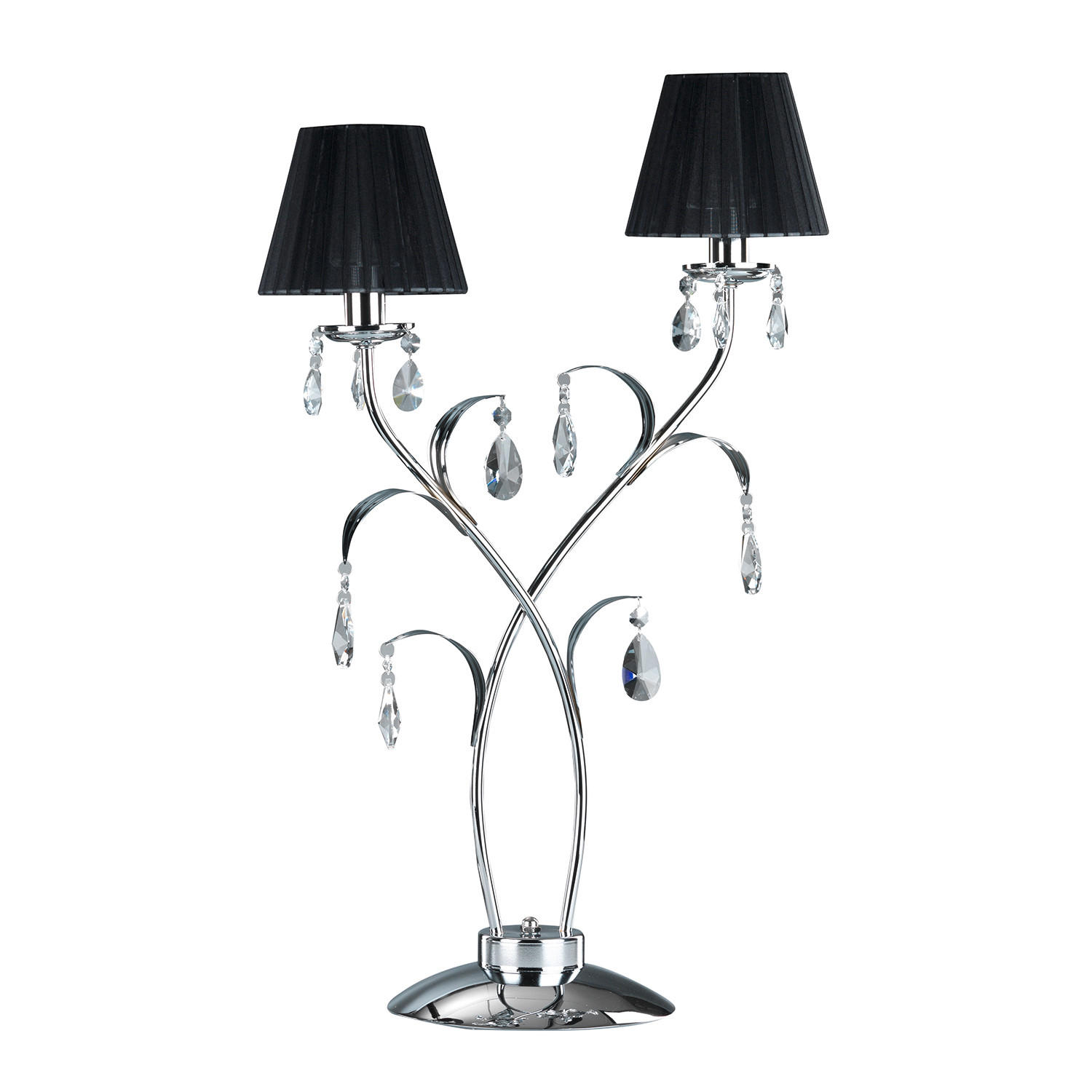 KRISTALL-TISCHLEUCHTE 45/70 cm   - Chromfarben/Schwarz, KONVENTIONELL, Glas/Textil (45/70cm)