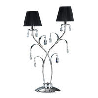KRISTALL-TISCHLEUCHTE 45/70 cm   - Chromfarben/Schwarz, KONVENTIONELL, Glas/Textil (45/70cm)