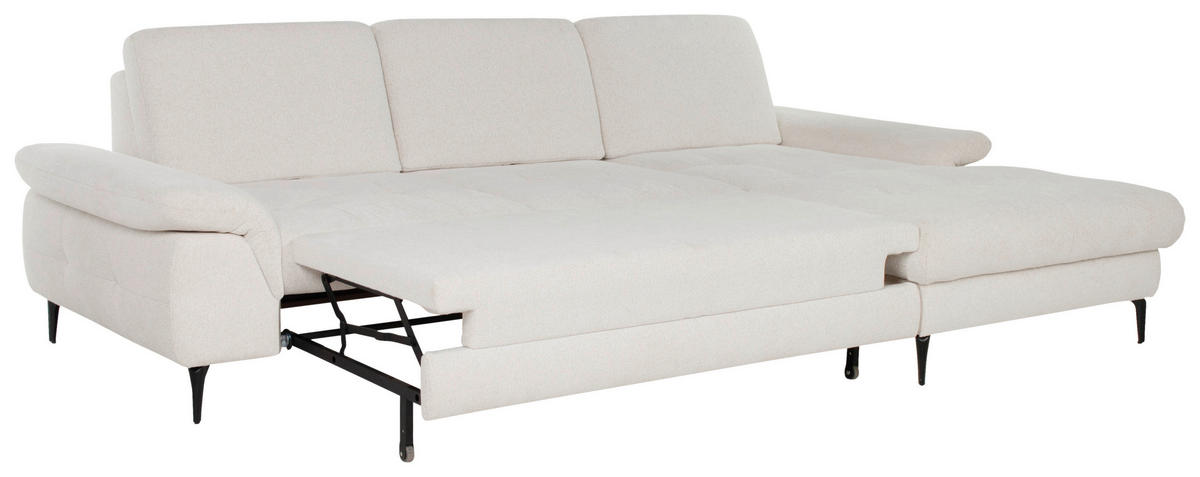 ECKSOFA ALMA Creme Chenille  - Creme/Schwarz, Design, Textil/Metall (285/191cm) - Livetastic