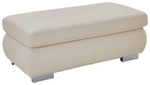 HOCKER Echtleder Weiß  - Alufarben/Weiß, Basics, Leder/Metall (129/45/64cm) - Beldomo Premium