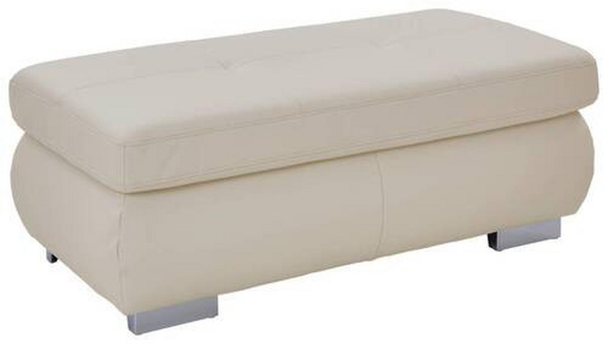 HOCKER in Leder Weiss  - Weiss/Alufarben, Basics, Leder/Metall (129/45/64cm) - Beldomo Premium
