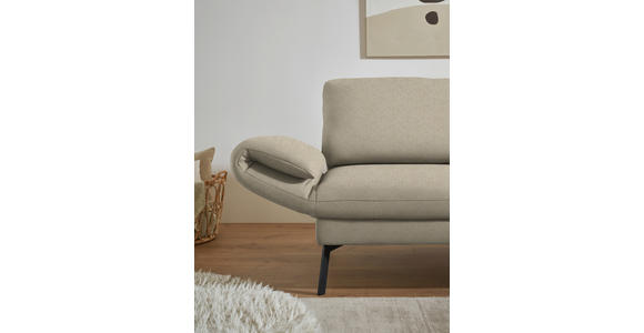 ECKSOFA  in Flachgewebe Beige Armteilverstellung, Relaxfunktion, Drehsitzfunktion  255-365/175-224 cm  - Beige/Schwarz, Design, Textil/Metall (255-365/175-224cm) - Dieter Knoll