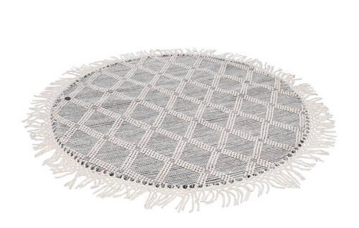 RUČNO TKANI TEPIH  140/140 cm  siva, bijela  Colored Macrame one  - bijela/siva, Konvencionalno, tekstil (140/140cm) - Tom Tailor
