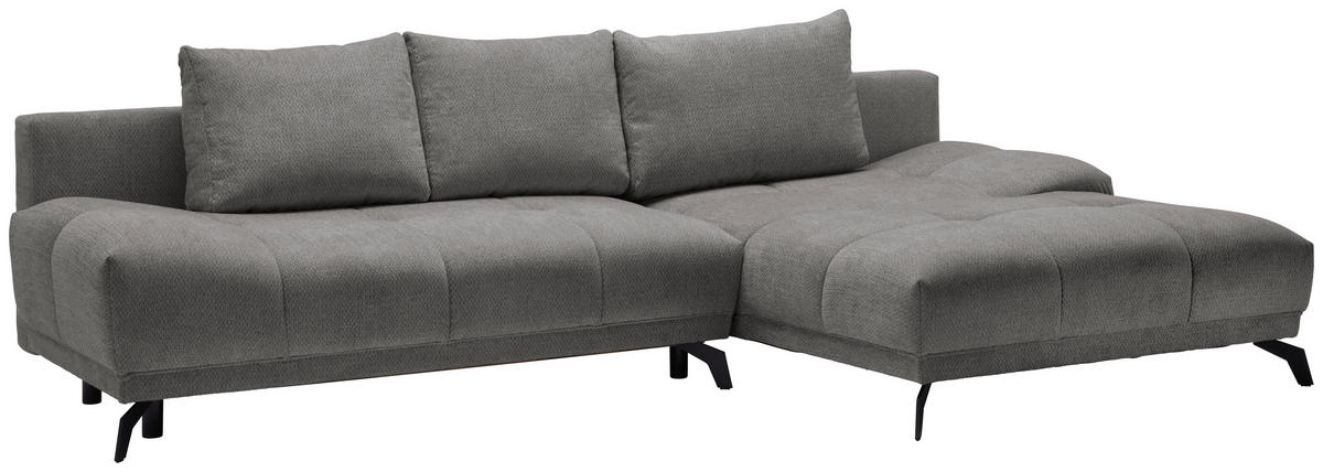 ECKSOFA in Chenille Blau, Braun  - Blau/Schwarz, Modern, Textil/Metall (290/182cm) - Hom`in