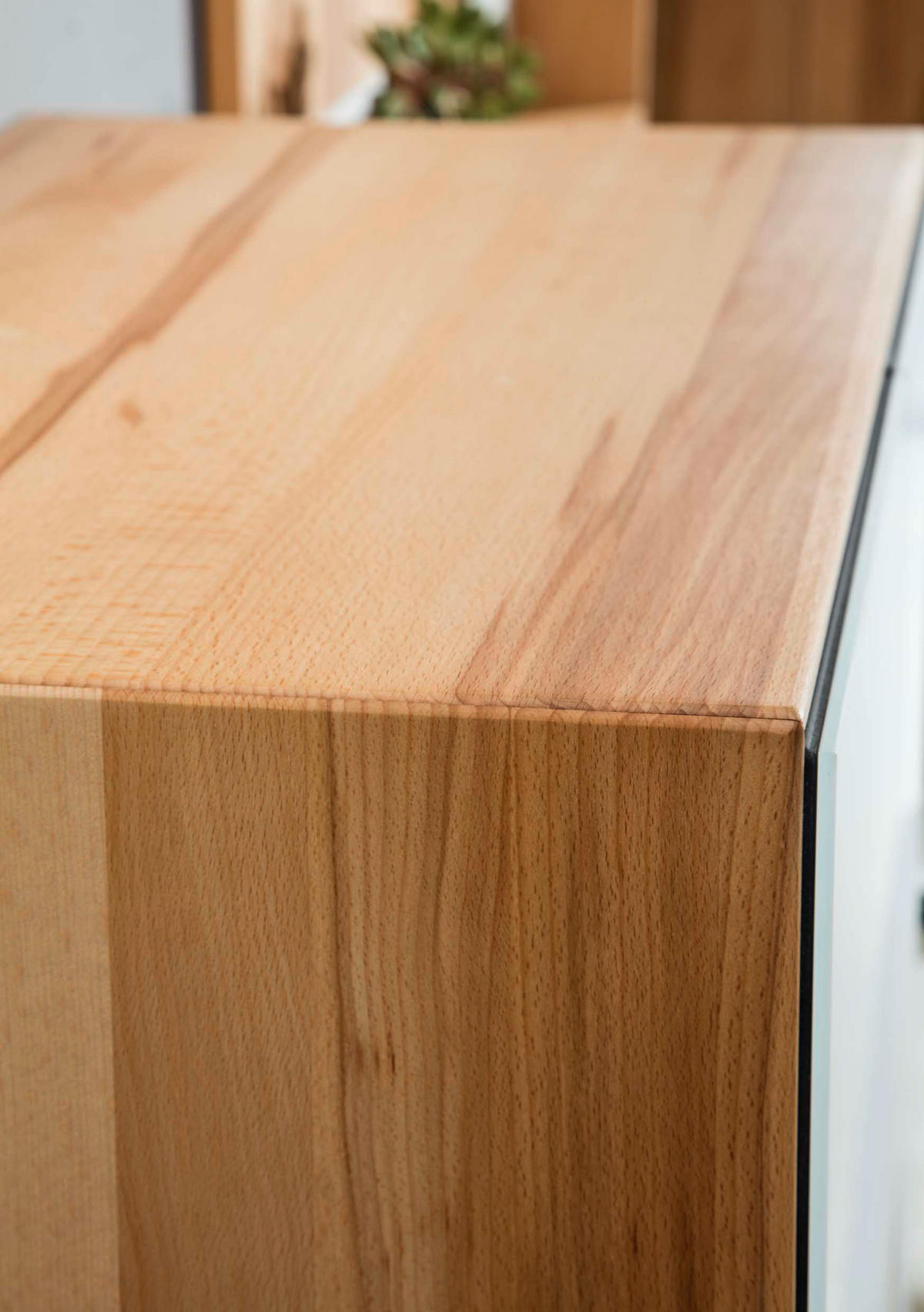 SCHUHSCHRANK Kernbuche massiv Weiß, Buchefarben  - Buchefarben/Weiß, MODERN, Glas/Holz (72/112/37cm) - Linea Natura