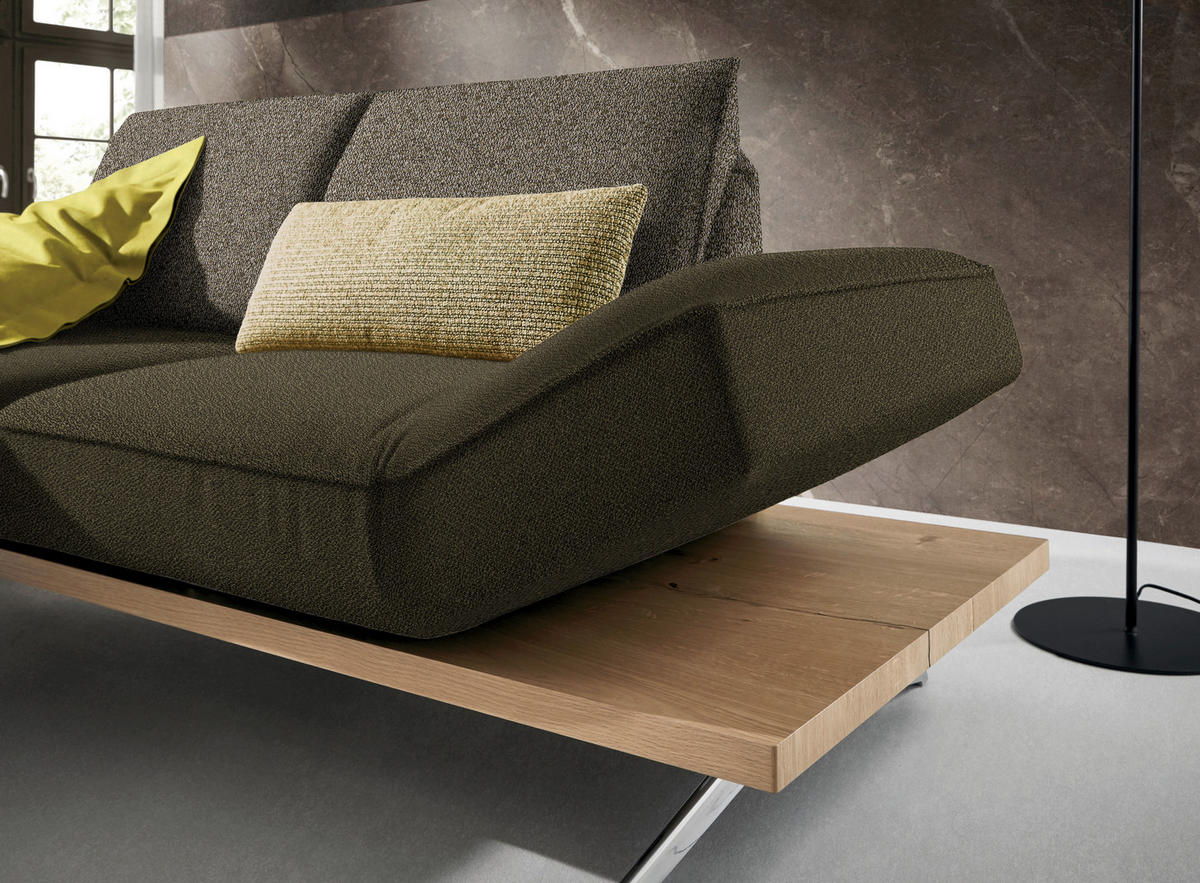 ECKSOFA in Flachgewebe Grün, Olivgrün  132/240 cm  - Chromfarben/Olivgrün, Design, Holz/Textil (132/240cm) - Koinor