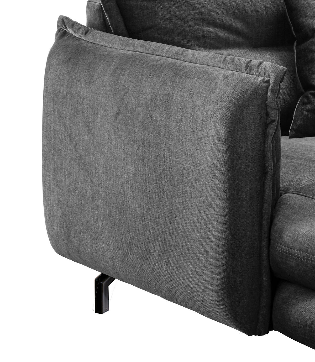 XXL-SESSEL Velours Grau    - Schwarz/Grau, MODERN, Textil/Metall (111/101/167cm) - Livetastic