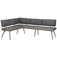 ECKBANK 205/245 cm  in Anthrazit  - Anthrazit/Schwarz, Design, Textil/Metall (205/245cm) - Moderano