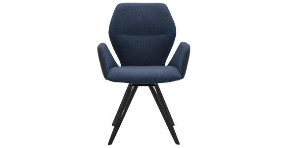 ARMLEHNSTUHL in Anthrazit, Blau, Schwarz - Blau/Anthrazit, Design, Textil/Metall (62/91/59cm) - Valnatura