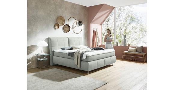 BOXSPRINGBETT 180/200 cm in Hellgrau - Edelstahlfarben/Hellgrau, KONVENTIONELL, Textil (180/200cm) - Dieter Knoll