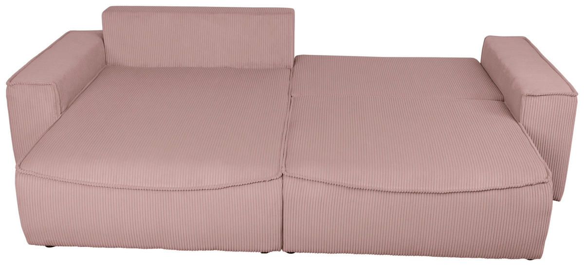 ECKSOFA Rosa Cord  - Schwarz/Rosa, KONVENTIONELL, Kunststoff/Textil (148/265cm) - Carryhome